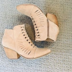 Fabulous Nude/Buff suede-like Booties